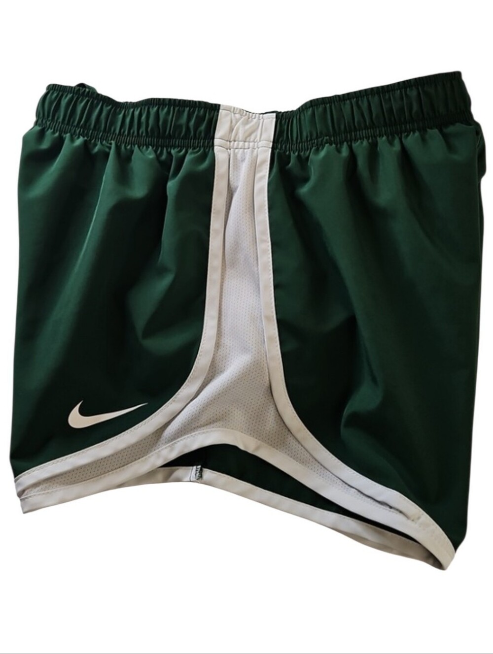 Nike Tempo Dri-Fit Lined Mid Rise Running Shorts, Green/White, Size Small
